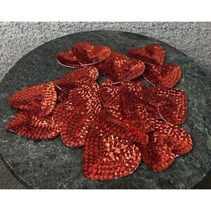 VTG Red Heart Sequin Stickers 2.5” Oriental Trading Co.19 Pcs. Scrapbook, Crafts